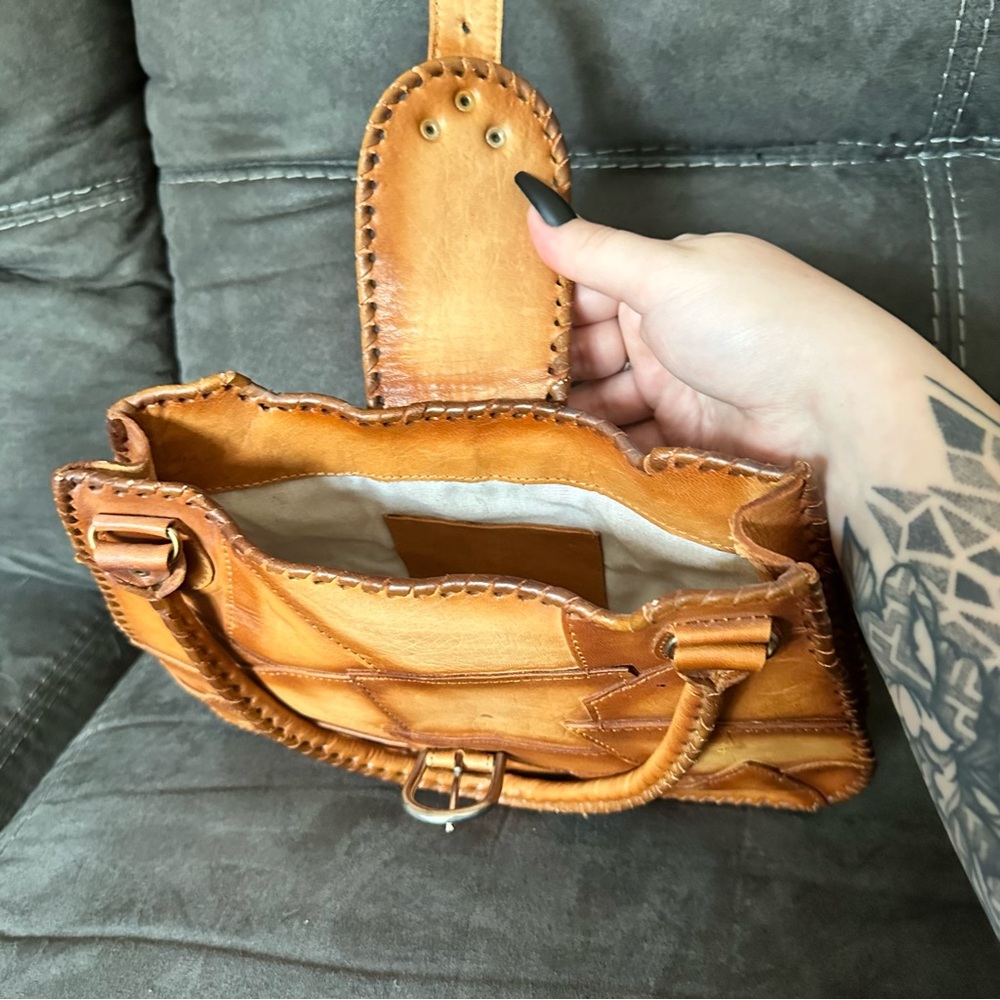 Authentic Leather Patchwork Handbag - image 2